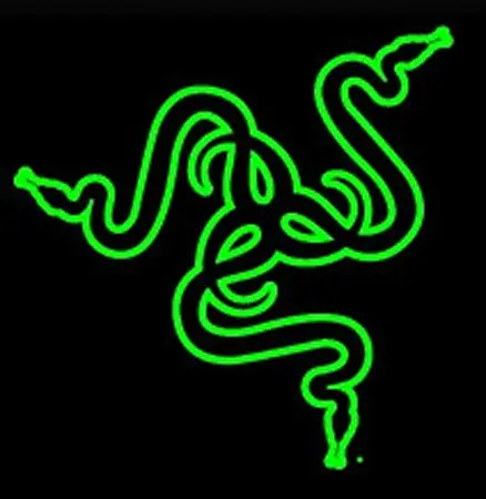Logo van Razer, merk voor gaminghardware met groen slangensymbool.
